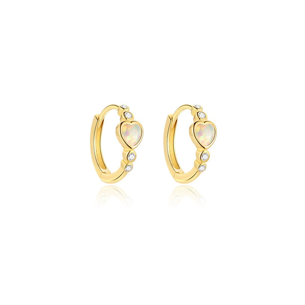 Opal Heart Zirconia Hoop Earrings - Zafari Studio Jewelry